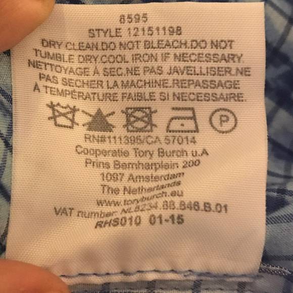 Tory Burch Blue White Collared Blouse - Picture 7 of 7